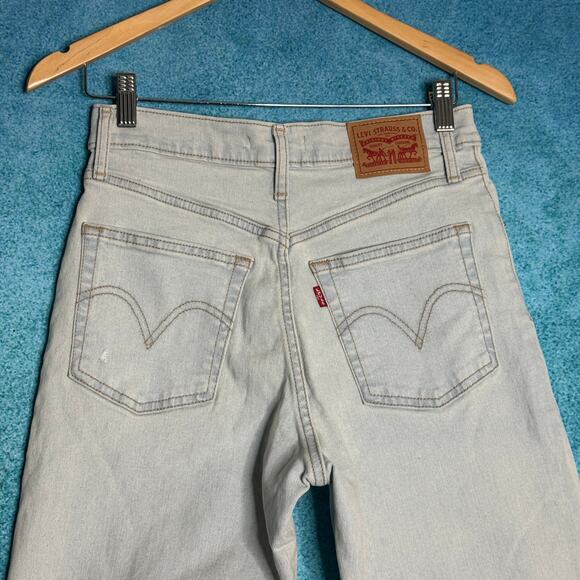 Levis Jeans Womens 28 Blue Denim Ribcage Straight Ankle Button Fly Size 28x27 - Picture 10 of 16